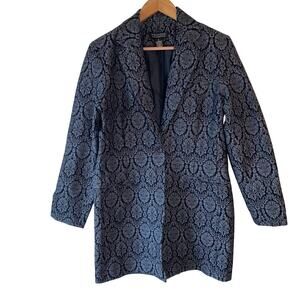 Dialogue Woman’s Long Tapestry Blazer Jacket‎ SZ 8 Jacquard Career Elegant Chic